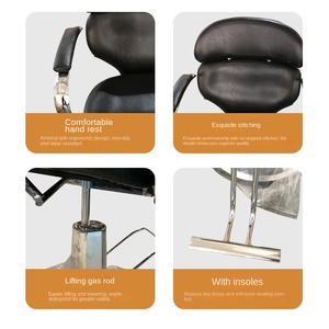 Fauteuil de Barbier Personnalisé en Stock pour Hommes, Spécifique Salon, en Cuir, Luxe Léger, Pivotant, avec Accoudoirs Réglables en Hauteur, pour Salon de Coiffure - Product Image 3