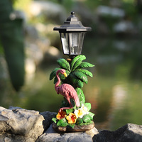 Nouveaux Ornements Lumineux Solaires en Résine Flamant Rose et Toucan pour Jardin, Artisanat Semi-Artisanal Transfrontalier