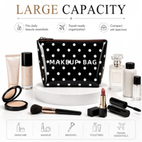 Nouvelle trousse de toilette personnalisée en PVC imperméable à motif à pois, organiseur de maquillage, pochette cosmétique