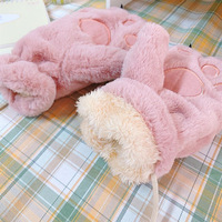 Gants japonais de dessin animé pour femme, hiver, étudiant, automne, chauds, doux, mignons, en forme de griffe d'ours, demi-doigts, rembourrés, en peluche, doux, Jinhua ST002