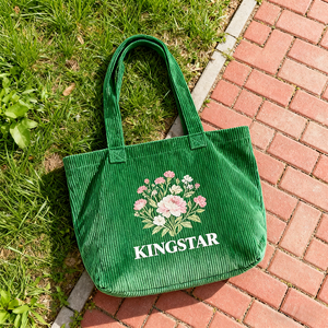 Borsa Tote in Velluto a Coste per Donne con Tasca Interna 12.5x4.5x13.5 Pollici Prodotta in Cina per Lavoro Spiaggia Viaggi Shopping Stile Generico - Product Image 3