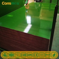 Papan Kayu Lapis Berlapis Film PP Hijau 12mm 15mm 18mm Inti Poplar Lem E1 Tahan Air untuk Bekisting Beton