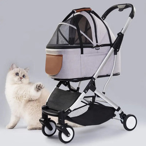 Grey Multiple <b>Mesh</b> <b>Window</b> Dog Stroller Foldable Pet Strollers for Dogs Hot Sale - Product Image 1