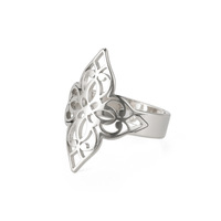 Acier inoxydable Vintage Filigrane Lotus Fleur Anneaux pour Femmes Fête De Mariage Anneau Réglable Bijoux Cadeau D'anniversaire