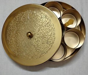 Premium Brass Metal Stainless Steel Masala <b>Box</b> with Lid Indian Spice Storage Container Kitchen Spice Organizer OEM & Wholesale - Product Image 6
