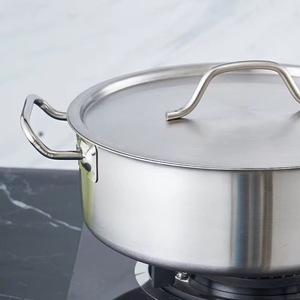 Marmite commerciale en acier inoxydable composite 6QT grande <span class=keywords><strong>casserole</strong></span> à induction Design classique pour une utilisation électrique domestique comprend un couvercle - Product Image 4