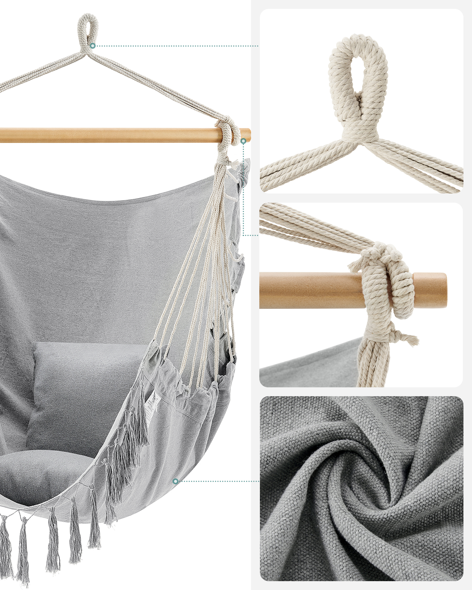 Synthetic Portable Swinging Outdoor Camping Hammock Cotton Rope Durable Hanging Chair