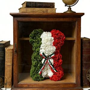 Vente en gros d'ours en peluche en fleurs artificielles de l'équipe nationale du Mexique dans une boîte en acrylique, cadeau de célébration - Product Image 5