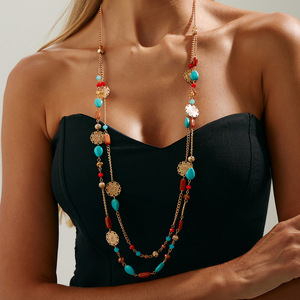 Hip-Hop Damen Kupfer Vergoldete Mehrlagige Lange Kette Kleiner Hohler Stern Trendiges Geometrisches Muster Party Schmuck Accessoires - Product Image 4