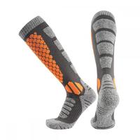 Chaussettes de ski pour hommes en gros, hautes jusqu'au genou, sans coutures, en coton peigné, pour snowboard, hiver, chaudes, épaisses, avec logo personnalisé, chaussettes de sport
