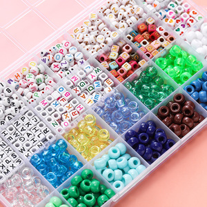 28 Grid 6x9 Large Hole <b>Bead</b> <b>Set</b> Plastic Resin DIY Jewelry Making Kit For Children Ages 4-6 Years - Product Image 1