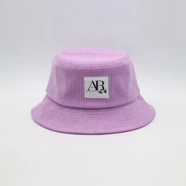 Stock Bucket Hat Stock Purple Corduroy Bucket Hat Cap Wholesale Woven Patch Bucket Cap For Women