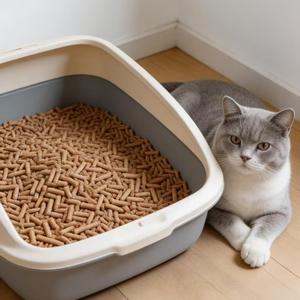 Litière pour chat biodégradable en bois de pin DongnaiPETS, 5,5 kg, sans poussière, hautement absorbante, contrôle supplémentaire des odeurs, gris - Product Image 1