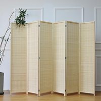 Séparateur de pièce moderne en bambou beige à 6 panneaux et écran pliant pour chambre à coucher salle de bain chambre d'hôtel séparation