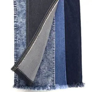 Couleur indigo 100% coton par coton polyester spandex jeans mètres tissus denim 14 oz matériel tissu prix 12 oz pour jeans