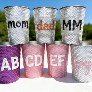 Gobelets en acier inoxydable 304 à paroi simple de 500 ml, verres à eau pour fête, gobelets à boire, verrerie avec strass, 300 ml - Product Image 1