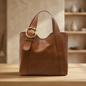 BS INTERNATIONAL Bolso de Mano de Cuero Genuino para Mujer, Diseño de Lujo, Color Marrón Pulido, Correa Cruzada Ecológica y Duradera, Cierre de Cremallera, 3L+ - Product Image 3