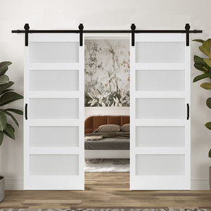 Portes <span class=keywords><strong>de</strong></span> grange insonorisées <span class=keywords><strong>pour</strong></span> intérieur <span class=keywords><strong>de</strong></span> chambre <span class=keywords><strong>porte</strong></span> <span class=keywords><strong>coulissante</strong></span> <span class=keywords><strong>de</strong></span> grange moderne personnalisée à double battant en <span class=keywords><strong>bois</strong></span> massif blanc - Product Image 4