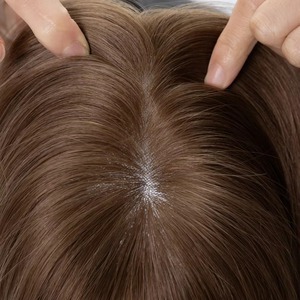 Topper de Cabello Humano 3x5 Mono Base para Mujer, Extensiones de Cabello Remy Virgen Europeo, Pelucas Invisibles, Toppers de Cabello Natural # 3 Marrón Oscuro - Product Image 5