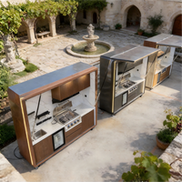 Cuisine extérieure moderne et modulaire avec armoires en alliage d'aluminium, crédence en granit, grill et évier étanches