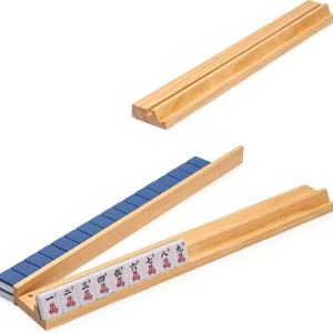 17.25 Inci Kayu Solid Alami 2-in-1 Penggeser & Rak Mahjong Multi-warna untuk Rumah & Perjalanan Aksesoris Mahjong Luar Ruangan - Product Image 1