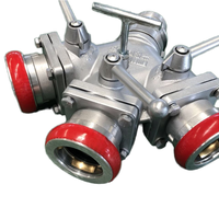 Katup Pembagi Air Portabel Tiga Arah Fleksibel Aluminium untuk Pemadam Kebakaran, Inlet 80mm, 3*65mm Outlet, Kopling Air Pemadam Kebakaran 1.6 MPa