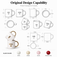 Ensemble de tasses à café en céramique Mr et Mme, cadeau de la Saint-Valentin pour couple, 11 oz, logo personnalisé en gros pour anniversaire de mariage