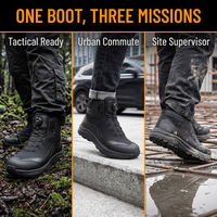 Bottes de travail et d'entraînement pour hommes, noires, mi-montantes, en tissu imperméable, avec cadran rotatif, laçage rapide, respirantes et antidérapantes, personnalisables en usine