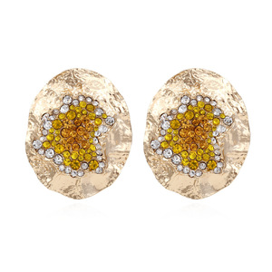 <span class=keywords><strong>ZA</strong></span>-pendientes redondos de oro de 18k para mujer, aretes de tuerca de piedra drusa, Irregular, exagerados, novedad de 2023 - Product Image 3