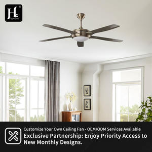 Ventilateur de plafond moderne de 52 pouces avec 5 pales et lumière LED, moteur CC, télécommande pour la maison, le bureau, en métal - Product Image 6