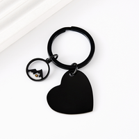 Ywyougang Porte-clés Cœur Personnalisable Gravable Mini Breloque Graine de Moutarde en Acier Inoxydable Accessoire pour Clé de Voiture