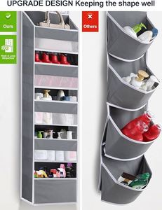 Over the Door Organizer 6 Shelf with 8 <b>Large</b> Pockets Behind Door Organizer for Bathroom Bedroom Dorm - Product Image 2