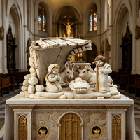 Ensemble de statues de crèche en résine avec finition patinée vintage pour cadeau de Noël