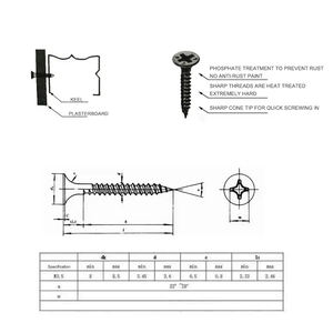 Gn25 Ningbo karbon çelik 6x25 alçıpan <span class=keywords><strong>Twinthread</strong></span> M8 kuru duvar vidası kuru duvar vidası s 32mm 6x25 3 M8 Knauf 3.5x25 - Product Image 4