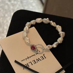 Collier à boucle OT en argent S925 à la mode pour femmes, baroque d'eau douce, 13-15, lumière froide, bracelets et joncs robustes, vente en gros, cadeau - Product Image 1