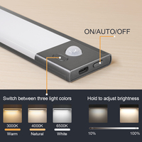 Lámpara LED de Aluminio con Sensor de Movimiento, Recargable, Magnética, para Gabinete, Bajo Encimera, Luz Nocturna para Cocina, Dormitorio, Escalera, Fábrica OEM