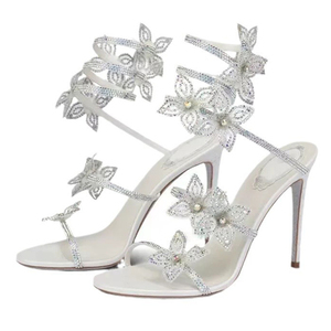 Sandales à talons hauts carrés avec nœud et cristaux, collection été 2025, design personnalisé pour femme - Product Image 6