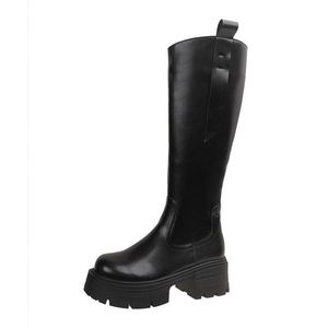 New Women's Quilted <b>High</b> Top Boots with Thick Heels and Zipper Design Suitable for Spring and Autumn Seasons - Product Image 5