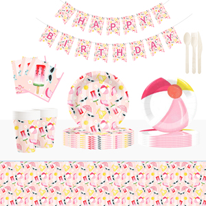 DAMAI Nuevo Juego de Vajilla Desechable con Diseño Personalizado Temático de Verano, Platos de Papel para Postre, Vasos y Servilletas con Diseño de Helado - Product Image 1