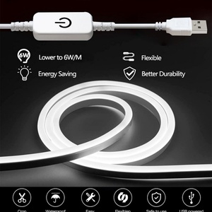 แถบไฟ LED ซิลิโคนนีออนแบบยืดหยุ่นสีเดียว ปรับความสว่างได้ สำหรับไลฟ์สด แสงสว่างรอบข้าง และกระจกแต่งหน้า - Product Image 1