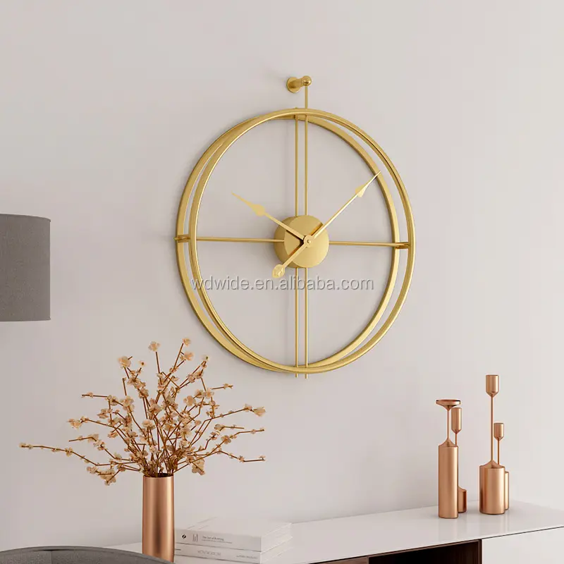 High quality fashion home minimalist decorative handmade gold metal hanging wall clock