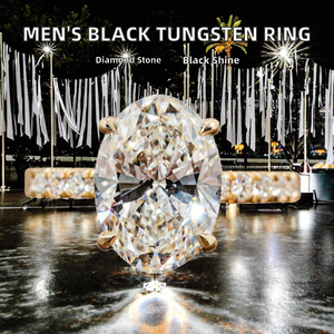 Anillo de compromiso y boda para hombre, 8 mm, chapado en negro, con incrustaciones de diamantes azules y negros, de carburo de tungsteno - Product Image 2