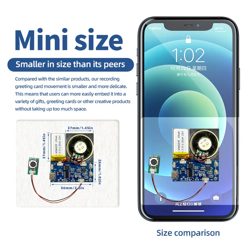 Push Button/light sensor activated sound module with speaker Recordable Sound Module for DIY sound product