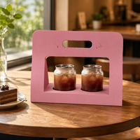 Porte-boissons en papier à double paroi avec logo personnalisé, écologique, pour 2 bouteilles, boîte transparente avec fenêtre en PET, emballage pour café et boissons