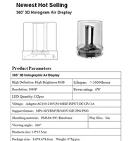 Projecteur holographique 3D à 360 degrés contrôlé par application iOS, ventilateur LED de petite taille, équipement holographique 8G