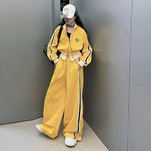 Nouvelle Collection Printemps 2026 : Ensemble 2 Pièces Tendance pour Filles Adolescentes (5-15 Ans) - Veste <span class=keywords><strong>Noire</strong></span> et Jaune + Pantalon Ample - Product Image 6