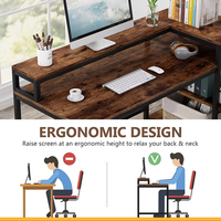 Bureau d'angle moderne et durable en bois massif pour le bureau à domicile avec étagères de rangement