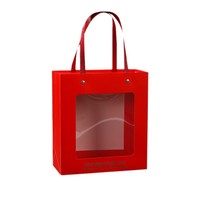 Boîte cadeau demoiselle d'honneur rouge avec fenêtre transparente, impression bronzée haut de gamme, cadre photo rectangulaire pour mariage et Saint-Valentin