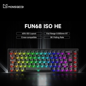 Clavier magnétique Akko MonsGeek FUN68 HE ISO, disposition DE 65%, touches transparentes noires, RT0.005mm, taux de polling 8K, clavier de jeu - Product Image 1