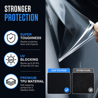 Film de protection de peinture pour carrosserie de voiture en TPU transparent auto-cicatrisant, anti-jaunissement, résistant aux éclats de pierres, 8,5 mil, 1,52 m de large, 15 m de long